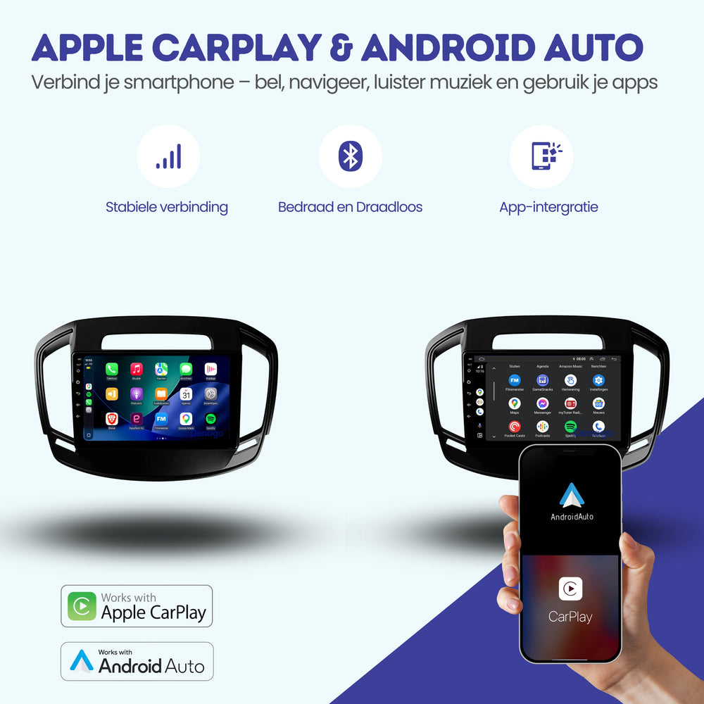 Autoradio Opel Insignia compatible CarPlay | 2008 à 2013 | Denago DNG-A279 | Écran 9 pouces | Android 13 | CarPlay sans fil & Android Auto