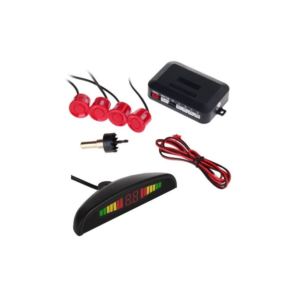 Parking sensors set | 4 sensors | Sound and Display | Red