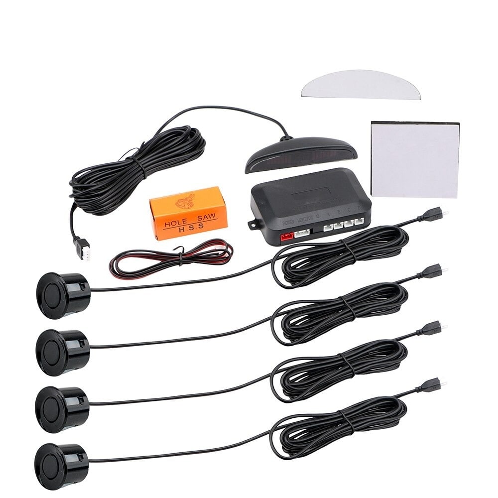 Conjunto de sensores de aparcamiento | 4 sensores | Sonido y Pantalla | Negro