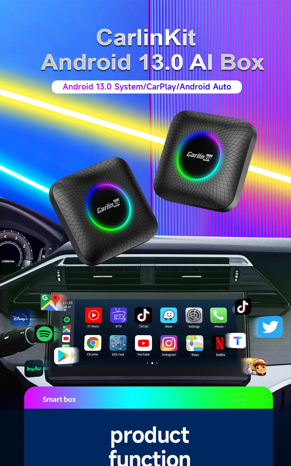 Carlinkit T-Box Ambient CarPlay | 4GB + 64GB | Netflix & Youtube