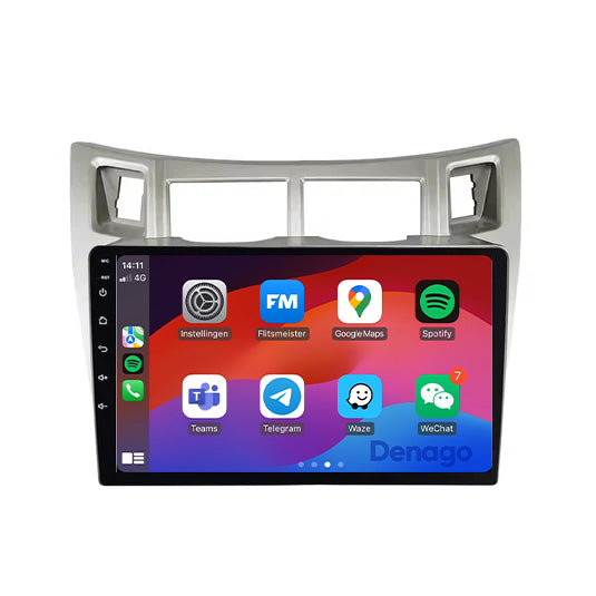 Toyota Yaris CarPlay car radio silver | 2005 to 2012 | Denago DNG-A289 | 9 inches | Android 13 | Wireless CarPlay & Android Auto
