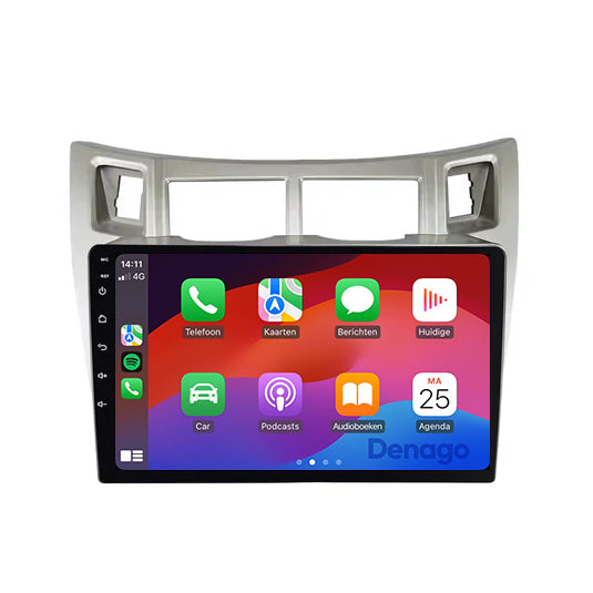 Toyota Yaris CarPlay car radio silver | 2005 to 2012 | Denago DNG-A289 | 9 inches | Android 13 | Wireless CarPlay & Android Auto