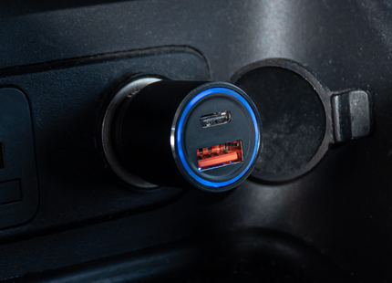 Aluminium Auto Oplader PCH PRO-08 met USB-C en USB - 38W Snelladen voor 12/24V Voertuigen