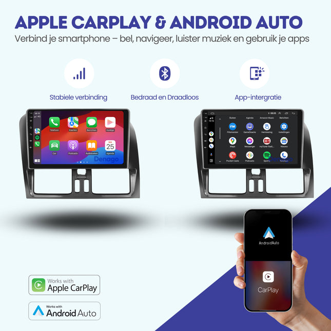 Volvo XC60 CarPlay autoradio | 2008 t/m 2018 | Denago DNG-A383 | 9 inch | Android 13 | Draadloos CarPlay & Android Auto